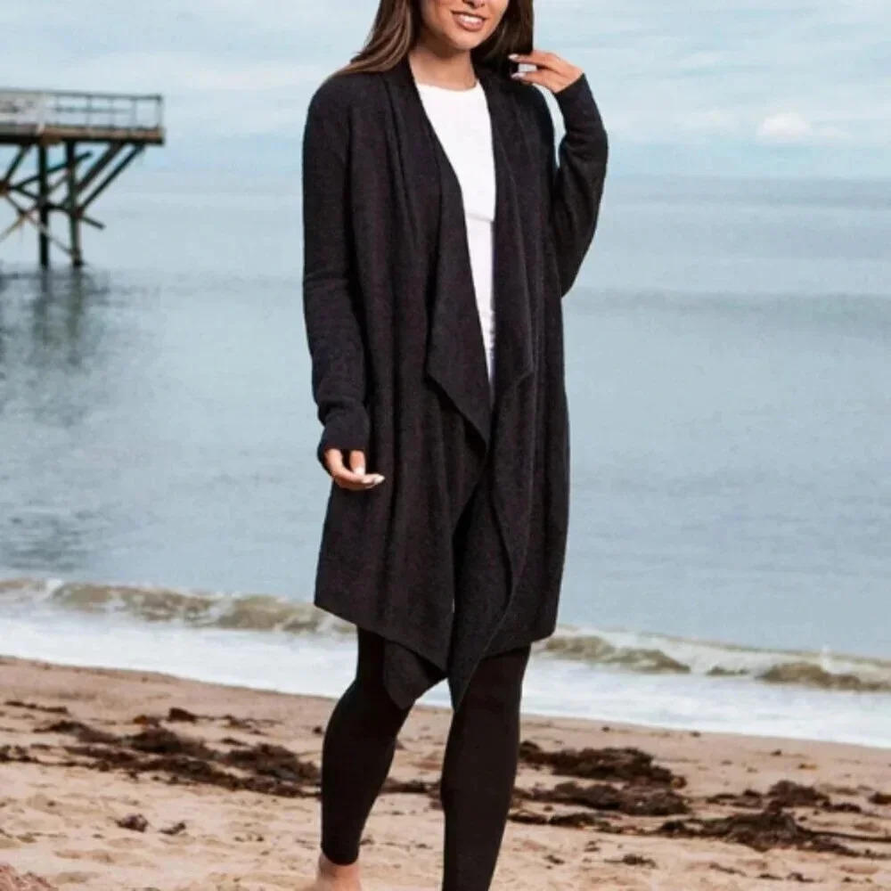 Barefoot Dreams Womens Small/ Medium CozyChic Lite  Island Wrap Black Color